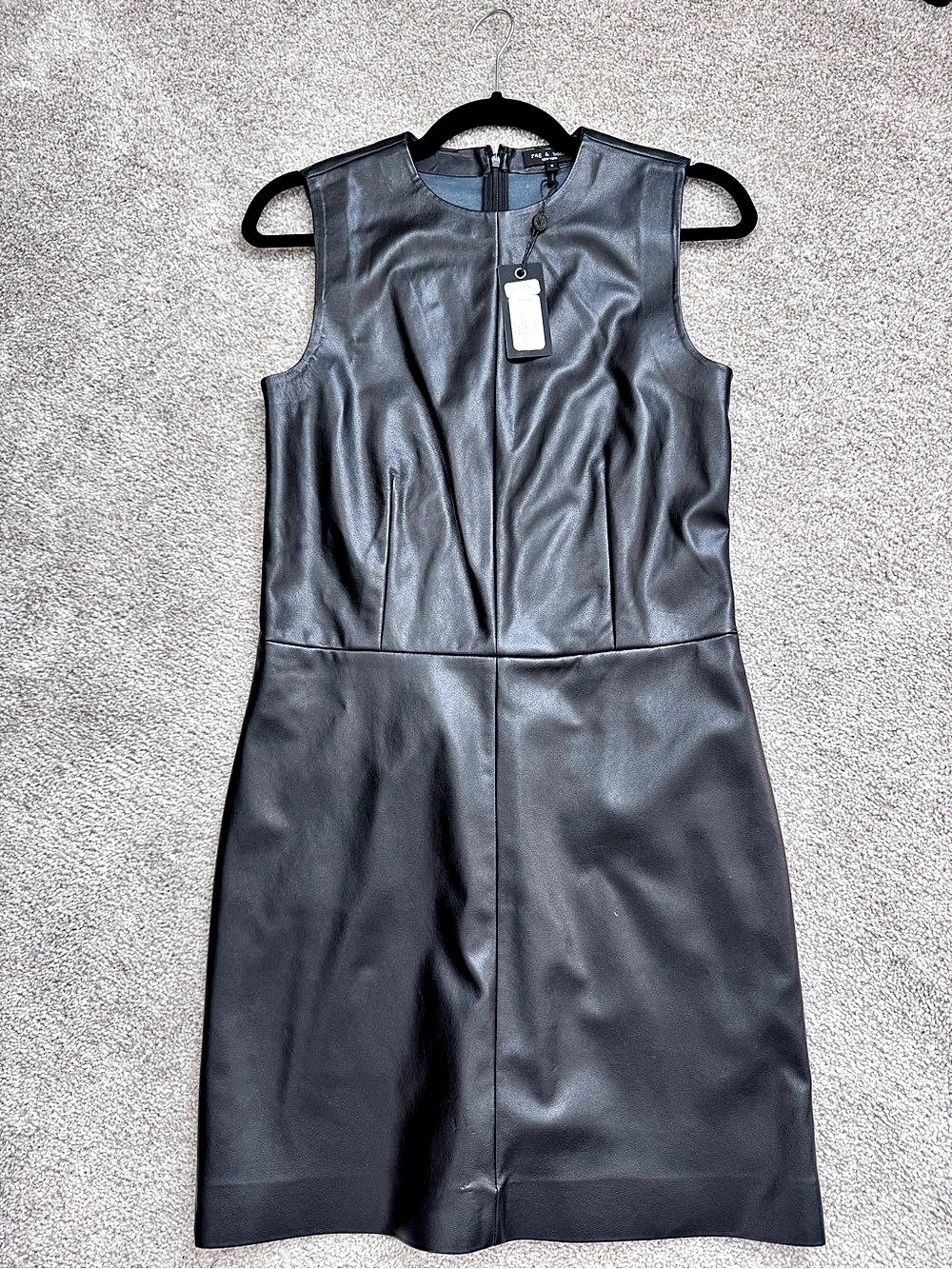 rag & bone Desta Faux Leather Shift Dress Black Mini Size 2